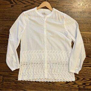 J Crew White Lace Trim Blouse